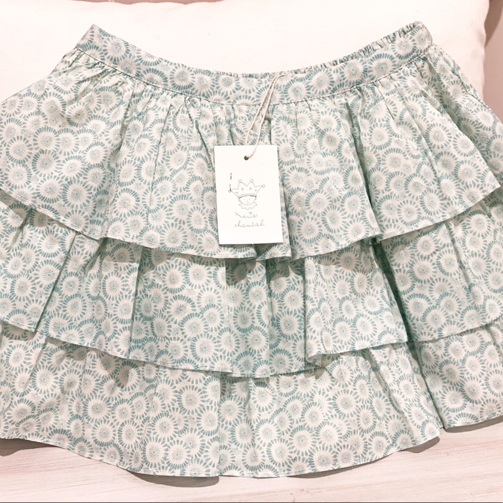 Marie Chantal Aqua Daisy Print Tiered Skirt